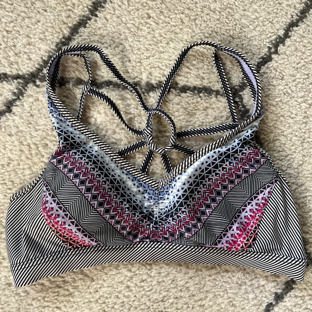 Prana Swim Top M Womens Geometric Multicolor Padded Pullover